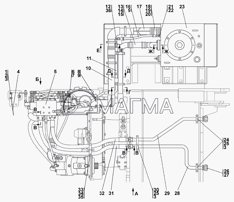 Схема гидравлики т 25